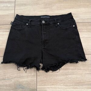 Rock & Republic Women's Black Distressed Denim Jean Shorts - Size 16